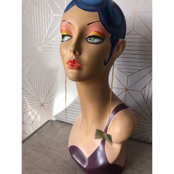 Artisan Handmade Extra long chain layered shoulder duster earrings - 7 inch - Picture 9 of 9